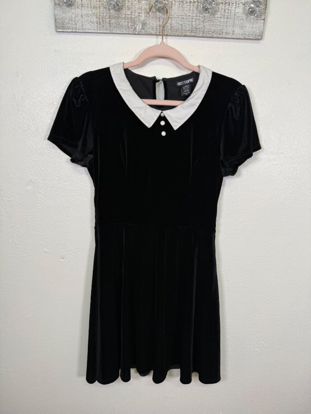 Black velvet w/white collar short dress Wednesday Addams Halloween Costume XL - Picture 2 of 15